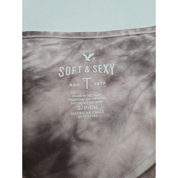 American Eagle Cold Shoulder Tie Dye Top Small Soft Stretch Boho Casual - Picture 3 of 9